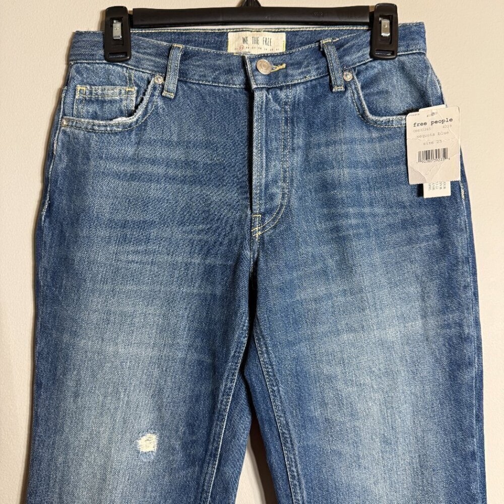 Free People We the Free Maggie Mid-Rise Straight Leg Jeans Women's 25 Blue NWT - Picture 6 of 13